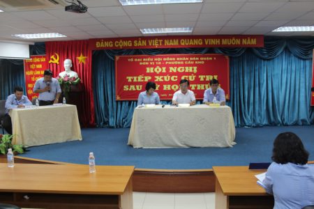 Hội nghị tiếp xúc cử tri sau kỳ họp thứ 5 của phường Cầu Kho với Tổ Đại biểu HĐND Quận 1 và Đại biểu HĐND phường Cầu Kho